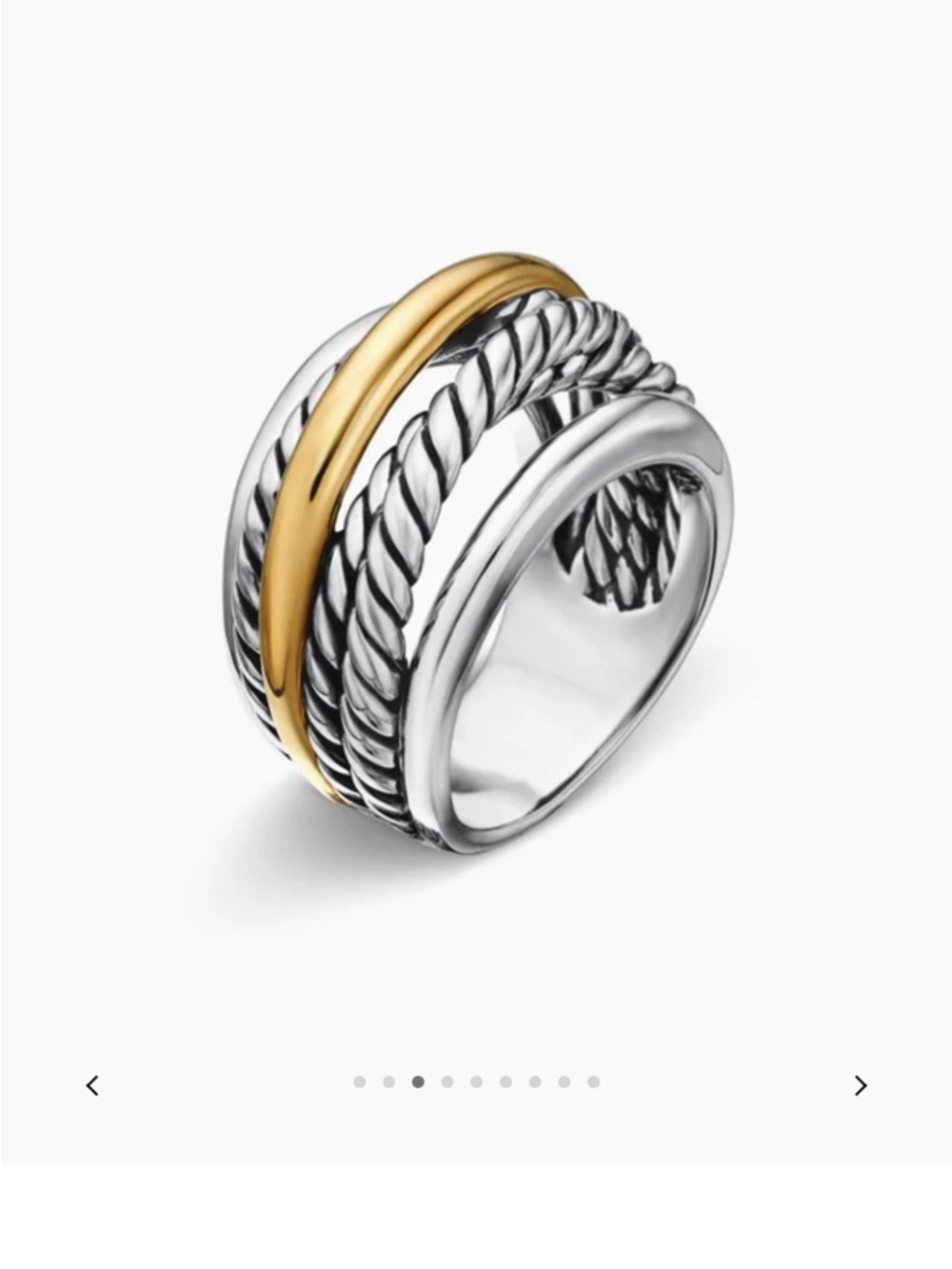 David Yurman CROSSOVER RING
Sterling Silver with 14K Yellow Gold, 14.7mm - Picture 9 of 9